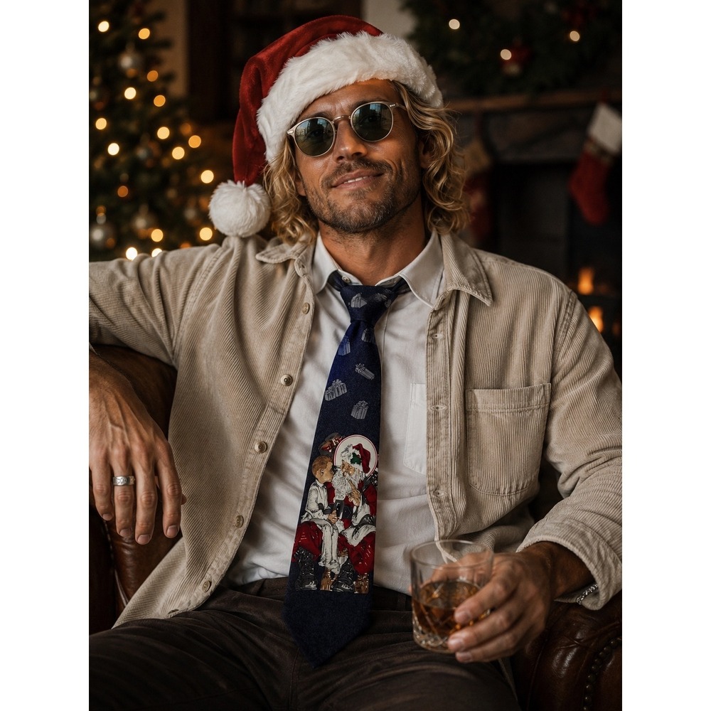 Norman Rockwell Santa Christmas The Saturday Evening Post 1996 Holiday Necktie